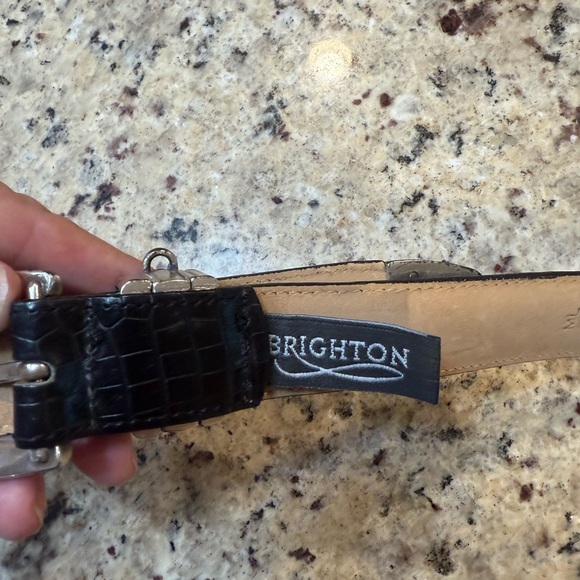 Brighton Black Croc-Embossed Belt with Silver Accents - Picture 4 of 5